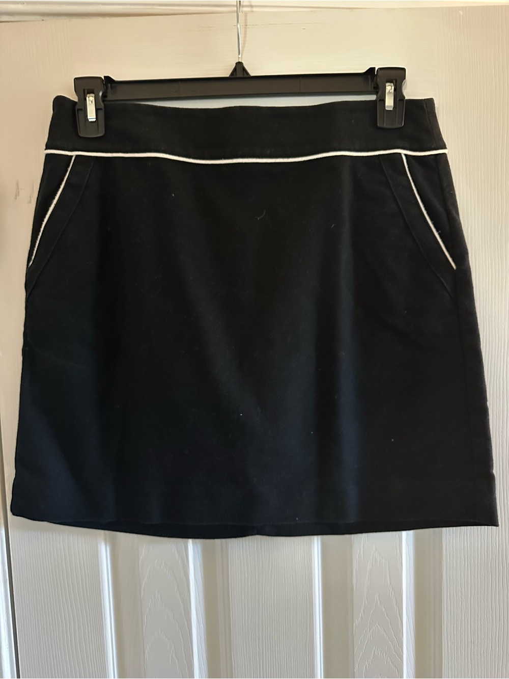 LOFT Black Mini Skirt with White Piping